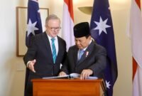 Menteri Pertahanan RI sekaligus presiden terpilih 2024-2029 Prabowo Subianto bersma Perdana Menteri (PM) Australia Anthony Albanese. (Dok. Tim Media Praowo)

