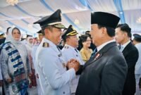 Presiden RI Prabowo Subianto dalam acara Pelantikan Kepala Daerah, Gubernur dan Walikota di Istana Negara, Jakarta. (Facebook.com @Setkab RI)